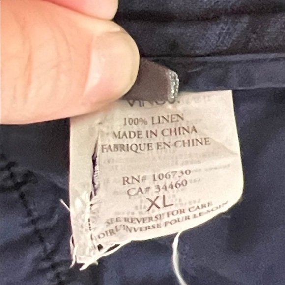VINCE Navy Mid-Rise Linen Utility Cargo Style Coastal Pants, Sz XL - Picture 7 of 11